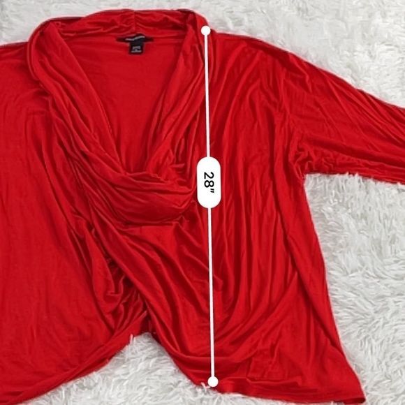 Women’s Ashley Stewart Red Classy V Neck Flowy Long Sleeve Blouse (26) DX23 - Picture 7 of 9